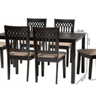 Baxton Studio Genesis Modern Beige Fabric and Dark Brown Finished Wood 7-Piece Dining Set