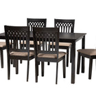 Baxton Studio Genesis Modern Beige Fabric and Dark Brown Finished Wood 7-Piece Dining Set