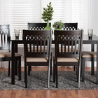 Baxton Studio Genesis Modern Beige Fabric and Dark Brown Finished Wood 7-Piece Dining Set