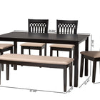 Baxton Studio Genesis Modern Beige Fabric and Dark Brown Finished Wood 6-Piece Dining Set