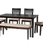 Baxton Studio Genesis Modern Beige Fabric and Dark Brown Finished Wood 6-Piece Dining Set