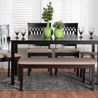 Baxton Studio Genesis Modern Beige Fabric and Dark Brown Finished Wood 6-Piece Dining Set