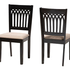 Baxton Studio Genesis Modern Beige Fabric and Dark Brown Finished Wood 2-Piece Dining Chair Set