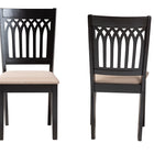 Baxton Studio Genesis Modern Beige Fabric and Dark Brown Finished Wood 2-Piece Dining Chair Set