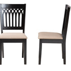 Baxton Studio Genesis Modern Beige Fabric and Dark Brown Finished Wood 2-Piece Dining Chair Set