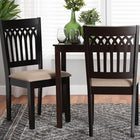 Baxton Studio Genesis Modern Beige Fabric and Dark Brown Finished Wood 2-Piece Dining Chair Set