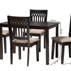 Baxton Studio Genesis Modern Beige Fabric and Dark Brown Finished Wood 5-Piece Dining Set