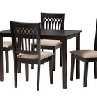 Baxton Studio Genesis Modern Beige Fabric and Dark Brown Finished Wood 5-Piece Dining Set