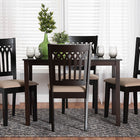 Baxton Studio Genesis Modern Beige Fabric and Dark Brown Finished Wood 5-Piece Dining Set