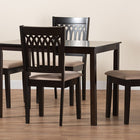Baxton Studio Genesis Modern Beige Fabric and Dark Brown Finished Wood 5-Piece Dining Set