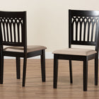 Baxton Studio Genesis Modern Beige Fabric and Dark Brown Finished Wood 2-Piece Dining Chair Set