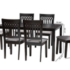 Baxton Studio Genesis Modern Grey Fabric and Dark Brown Finished Wood 7-Piece Dining Set
