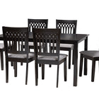 Baxton Studio Genesis Modern Grey Fabric and Dark Brown Finished Wood 7-Piece Dining Set
