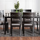 Baxton Studio Genesis Modern Grey Fabric and Dark Brown Finished Wood 7-Piece Dining Set