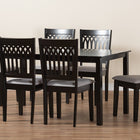 Baxton Studio Genesis Modern Grey Fabric and Dark Brown Finished Wood 7-Piece Dining Set