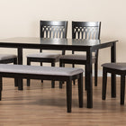 Baxton Studio Genesis Modern Grey Fabric and Dark Brown Finished Wood 6-Piece Dining Set