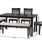 Baxton Studio Genesis Modern Grey Fabric and Dark Brown Finished Wood 6-Piece Dining Set