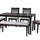 Baxton Studio Genesis Modern Grey Fabric and Dark Brown Finished Wood 6-Piece Dining Set