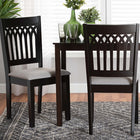 Baxton Studio Genesis Modern Grey Fabric and Dark Brown Finished Wood 2-Piece Dining Chair Set