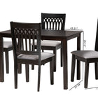 Baxton Studio Genesis Modern Grey Fabric and Dark Brown Finished Wood 5-Piece Dining Set