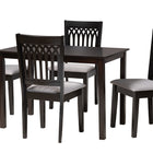 Baxton Studio Genesis Modern Grey Fabric and Dark Brown Finished Wood 5-Piece Dining Set