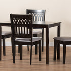 Baxton Studio Genesis Modern Grey Fabric and Dark Brown Finished Wood 5-Piece Dining Set