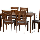 Baxton Studio Genesis Modern Grey Fabric and Walnut Brown Finished Wood 7-Piece Dining Set