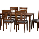 Baxton Studio Genesis Modern Grey Fabric and Walnut Brown Finished Wood 7-Piece Dining Set