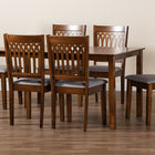 Baxton Studio Genesis Modern Grey Fabric and Walnut Brown Finished Wood 7-Piece Dining Set
