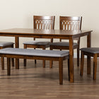 Baxton Studio Genesis Modern Grey Fabric and Walnut Brown Finished Wood 6-Piece Dining Set