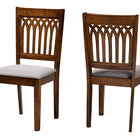 Baxton Studio Genesis Modern Grey Fabric and Walnut Brown Finished Wood 2-Piece Dining Chair Set