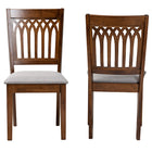 Baxton Studio Genesis Modern Grey Fabric and Walnut Brown Finished Wood 2-Piece Dining Chair Set
