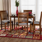 Baxton Studio Genesis Modern Grey Fabric and Walnut Brown Finished Wood 5-Piece Dining Set