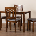 Baxton Studio Genesis Modern Grey Fabric and Walnut Brown Finished Wood 5-Piece Dining Set