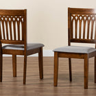 Baxton Studio Genesis Modern Grey Fabric and Walnut Brown Finished Wood 2-Piece Dining Chair Set
