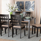 Baxton Studio Florencia Modern Beige Fabric and Espresso Brown Finished Wood 7-Piece Dining Set