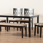 Baxton Studio Florencia Modern Beige Fabric and Espresso Brown Finished Wood 6-Piece Dining Set