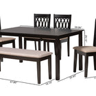 Baxton Studio Florencia Modern Beige Fabric and Espresso Brown Finished Wood 6-Piece Dining Set