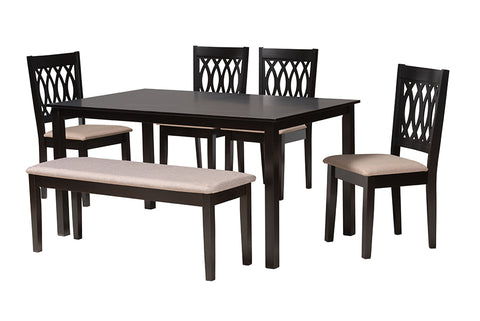 Baxton Studio Florencia Modern Beige Fabric and Espresso Brown Finished Wood 6-Piece Dining Set