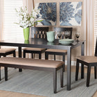 Baxton Studio Florencia Modern Beige Fabric and Espresso Brown Finished Wood 6-Piece Dining Set
