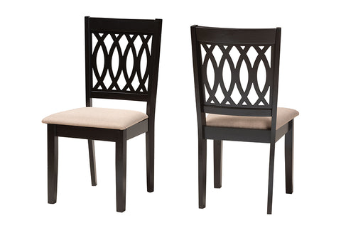 Baxton Studio Florencia Modern Beige Fabric and Espresso Brown Finished Wood Dining Chair