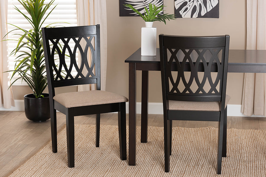 Baxton Studio Florencia Modern Beige Fabric and Espresso Brown Finished Wood Dining Chair