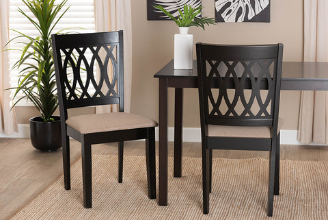 Baxton Studio Florencia Modern Beige Fabric and Espresso Brown Finished Wood Dining Chair