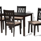 Baxton Studio Florencia Modern Beige Fabric and Espresso Brown Finished Wood 5-Piece Dining Set