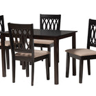 Baxton Studio Florencia Modern Beige Fabric and Espresso Brown Finished Wood 5-Piece Dining Set