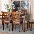 Baxton Studio Florencia Modern Grey Fabric and Walnut Brown Finished Wood 7-Piece Dining Set