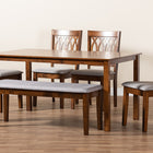 Baxton Studio Florencia Modern Grey Fabric and Walnut Brown Finished Wood 6-Piece Dining Set