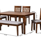 Baxton Studio Florencia Modern Grey Fabric and Walnut Brown Finished Wood 6-Piece Dining Set