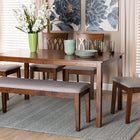 Baxton Studio Florencia Modern Grey Fabric and Walnut Brown Finished Wood 6-Piece Dining Set