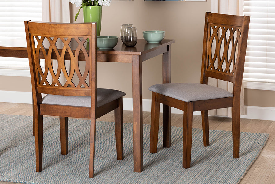Baxton Studio Florencia Modern Grey Fabric and Walnut Brown Finished Wood Dining Chair